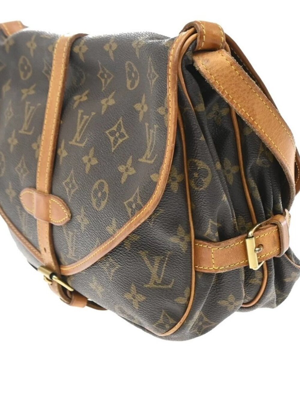 LOUIS VUITTON Logo Saumur 30 Shoulder Bag Monogram Leather Brown - Picture 2 of 14